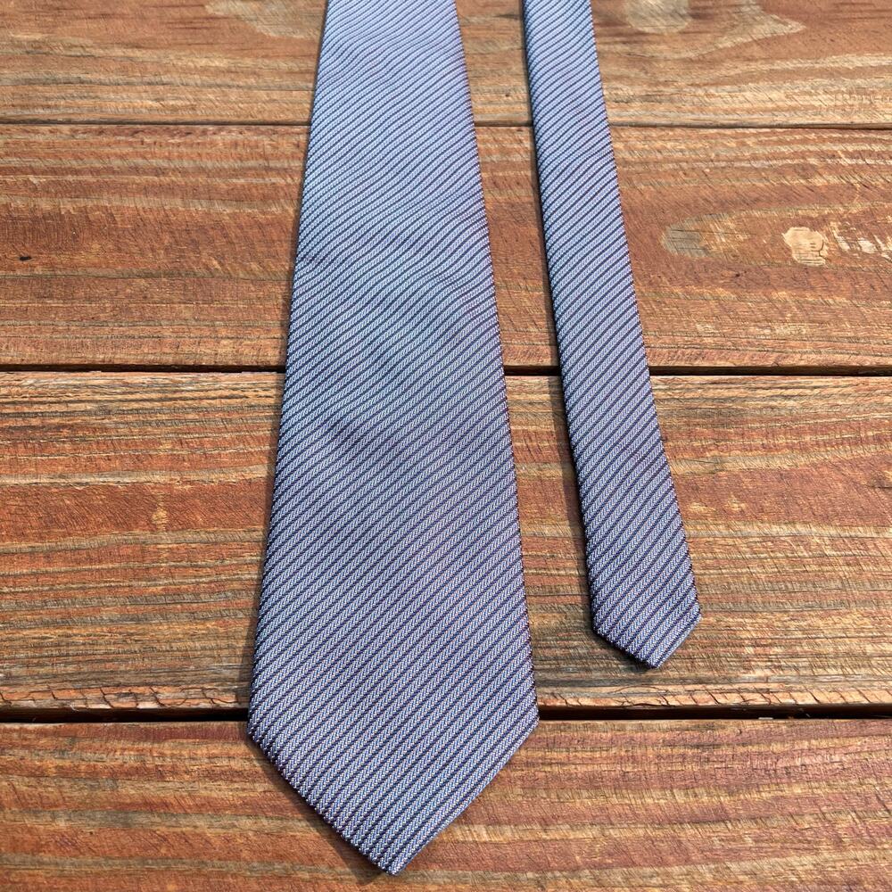 Italian Silk Tie 90s Blue Red Iridescent Stripe Vintage Luxury Menswear Necktie